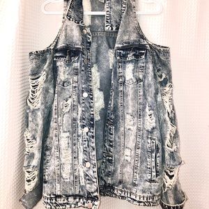 Acid wash ripped jacket
